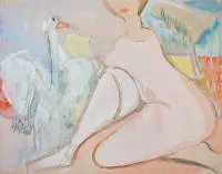 Curth Georg Becker, Leda e il cigno, acquerello del 1951