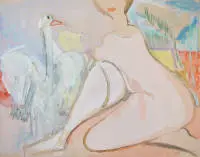 Walter Becker, "Leda e il cigno", acquerello del 1951