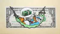 Benny The Kid, «Money Dreamer», street art, banconota da un dollaro dipinta del 2018, con certificato