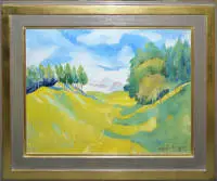 Hans Breinlinger, "Landschaft", dipinto a olio del 1918, incorniciato