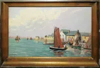 克里斯托·查皮德斯，Vue des Martigues - "Miroir aux Oiseaux"/法国南部，约1940年油画，带框