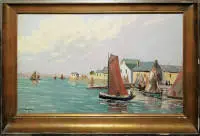 Christo Charpides, Vue des Martigues - "Miroir aux Oiseaux" / Güney Fransa, yağlıboya, 1940 civarı, çerçeveli
