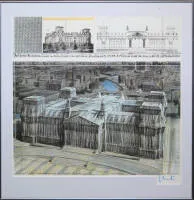 克里斯托,《Wrapped Reichstag》,大型签名彩色胶印石版画,画廊装框