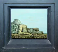 Otfried H. Culmann,Bomarzo -《女巨人的沉睡》,1975年油画,带框