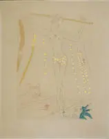 سلفادور دالي، «L` Èquilibriste» (بهلوان الحبل)، حفر ملوّن موقّع من عام 1965
