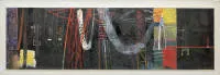 Gustav Deppe，抽象工业景观，1958年油画，附1958年伍珀塔尔展览标签，原框