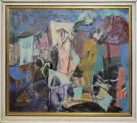 Lászlò Dombrovsky，“Collioure- i halász kikötö”（渔港），油画，带框，以及“Vázlat a 'Modell eimu' kapozicinhor?”，综合媒材，带框