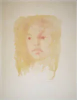 Leonor Fini，《Visage de jeune fille mélancolique》，签名彩色石版画
