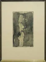 Ernst Fuchs,《Eva-Nymphe (Im Griff der Sphinx)》,签名飞尘蚀刻版画,1969年,带框