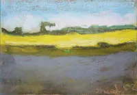 Klaus Fußmann，《Kattrott的油菜花》，2002年签名粉彩画，带框