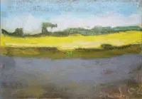 Klaus Fußmann, "Raps ved Kattrott", signert pastell fra 2002, innrammet