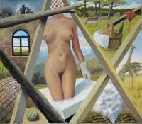 Karl Godeg，《Hommage à Magritte》，1980年大型超现实主义油画