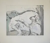 Jürgen Görg，《Wüstenvogel》和《Akrobaten》，1992年2幅大型签名彩色蚀刻版画