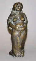 Waldemar Grzimek, Nudo femminile florido con panno sui fianchi, scultura in bronzo