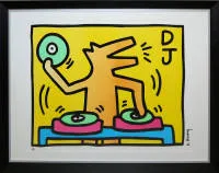 Keith Haring，Untitled (DJ)，大型彩色石版画，画廊装裱