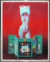 Rudolf Hausner，《Eva's Paravant》，1980年签名彩色石版画，画廊装框