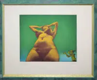 Rudolf Hausner, "Eva", 1973 tarihli imzalı renkli litografi, galeri çerçeveli