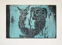Stanley William Hayter,抽象构图,1948年彩色麻胶版画和1967年彩色蚀刻版画,均有签名