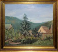 Otto Hodapp，海德堡风景，油画，带框
