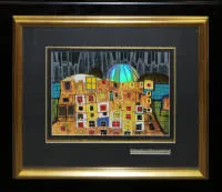 Friedensreich Hundertwasser，《Barbakan Castle in Poland》，签名彩色胶印石版画，画廊装框
