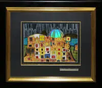 Friedensreich Hundertwasser, "Polonya'daki Barbakan Kalesi", imzalı renkli ofset litografi, galeri çerçeveli