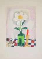 Ida Kerkovius，《白花》，1967年签名粉彩画，作品号890及目录号2433N