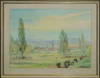 Adolf Kessler，Godramstein，大幅水彩画，带框