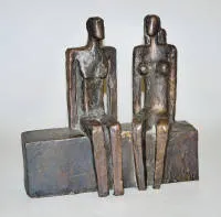 Manfred Kieselbach，坐着的伴侣，1991年青铜雕塑，附专题展览图录