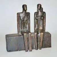 Manfred Kieselbach, Siddende par, bronzeskulptur fra 1991 med monografisk udstillingskatalog