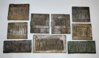 Manfred Kieselbach, ayakta duran veya bekleyen figürlü 9 bronz rölyef, 2 x 1991 tarihli