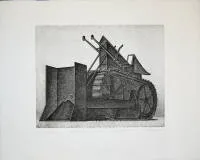 Konrad Klapheck, Planierraupe (Splendeur et misère des réformes), signed etching from 1976/77