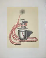 Konrad Klapheck, "L'Elu" (telefon), imzalı renkli litografi
