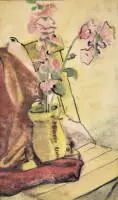 Paul Kleinschmidt, malve rosse in un vaso, acquerello del 1927