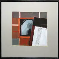 Wlodzimierz Lajming, paesaggio e composizione astratta, disegno a inchiostro e dipinto a olio, incorniciati
