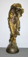 Grande atto di danza del velo intorno al 1900, stucco bronzato, firmato ....Lebourg