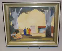 Werner Lichtner-Aix, "St. Cecile Les Vignes", 1976 tarihli yağlıboya tablo, çerçeveli