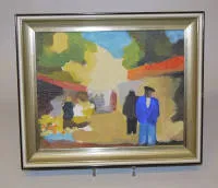 Werner Lichtner-Aix，《Place St. Victor》（马赛），1976年油画，带框