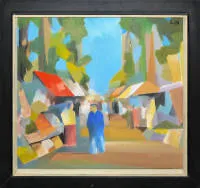 Werner Lichtner-Aix，《Marché》，1971年较大幅油画，带框