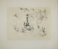 Roger Loewig,《河流让我们留在它空荡的床周围》,1965年钢笔素描