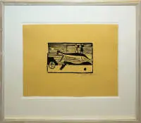Gerhard Marcks, "Mondnacht", imzalı 1921 ahşap baskı, çerçeveli
