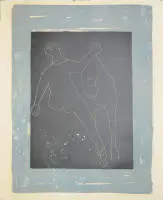 Marino Marini, "Composizione" – Cavalier et cheval, imzalı 1955 renkli taş baskı, tek örnek niteliğinde