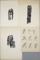 Henri Michaux，人物、头像与抽象，4幅签名石版画