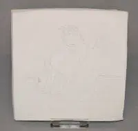 José Ortega, nudo femminile, piastrella a rilievo, terracotta 1994