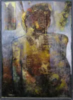 Janusz Osicki, "Pielgrzymka", dipinto a olio del 1986, incorniciato