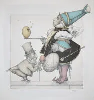 Michael Parkes，The Egg Collector，签名彩色石版画