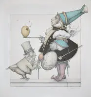 Michael Parkes, The Egg Collector, litografia a colori firmata