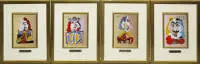 بابلو بيكاسو، بعد، Portraits Imaginaires: Le Nain, Le Roi, Le Courtisan وLe Mousguetaire bleu، 4 مطبوعات على السيراميك، في إطار ذهبي