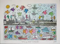 James Rizzi, "Let's All Meet In Mainz", serigrafia a colori firmata del 2008