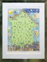 James Rizzi，《The World Will Be Watching》，1998年大型签名3D彩色丝网版画，画廊装裱