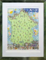 James Rizzi, "The World Will Be Watching", grande serigrafia a colori 3D firmata del 1998, incorniciata da galleria